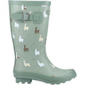 Green - Side - Cotswold Childrens-Kids Farmyard Alpaca Wellington Boots