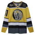 Black-Yellow-White-Grey - Front - Amplified Mens Iron Maiden Hockey Jersey