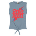 Strange Blue - Front - Amplified Womens-Ladies Rebel Rebel David Bowie Sleeveless Crop Top