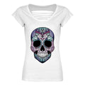 White - Front - Grindstore Ladies-Womens Amaranthine Sugar Skull Razor Back T-Shirt