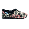 Black-Red-White - Side - Lunar Womens-Ladies Hippy Flower Slippers