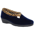 Navy - Front - Lunar Womens-Ladies Paloma Leopard Print Slippers