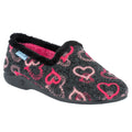 Black-Pink - Front - Lunar Womens-Ladies Jolly Hearts Slippers