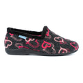 Black-Pink - Back - Lunar Womens-Ladies Jolly Hearts Slippers