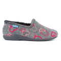 Grey-Pink - Back - Lunar Womens-Ladies Jolly Hearts Slippers