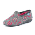 Grey-Pink - Pack Shot - Lunar Womens-Ladies Jolly Hearts Slippers