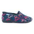 Blue-Pink - Back - Lunar Womens-Ladies Jolly Hearts Slippers