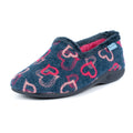 Blue-Pink - Side - Lunar Womens-Ladies Jolly Hearts Slippers