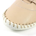 Beige-White - Close up - Lunar Womens-Ladies St Ives Leather Plimsolls