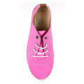 Fuchsia-White - Close up - Lunar Womens-Ladies St Ives Leather Plimsolls