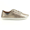 Gold-White - Side - Lunar Womens-Ladies St Ives Leather Plimsolls