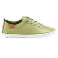 Khaki Green - Back - Lunar Womens-Ladies St Ives Leather Plimsolls