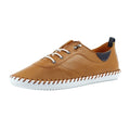 Tan - Front - Lunar Womens-Ladies St Ives Leather Plimsolls