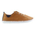 Tan - Lifestyle - Lunar Womens-Ladies St Ives Leather Plimsolls