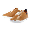 Tan - Pack Shot - Lunar Womens-Ladies St Ives Leather Plimsolls