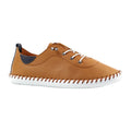 Tan - Close up - Lunar Womens-Ladies St Ives Leather Plimsolls