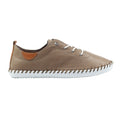 Taupe - Side - Lunar Womens-Ladies St Ives Leather Plimsolls