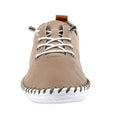 Taupe - Close up - Lunar Womens-Ladies St Ives Leather Plimsolls