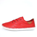 Red - Back - Lunar Womens-Ladies St Ives Leather Plimsolls