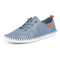 Mid Blue - Pack Shot - Lunar Womens-Ladies St Ives Leather Plimsolls