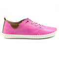 Fuchsia - Side - Lunar Womens-Ladies St Ives Leather Plimsolls