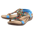 Blue - Close up - Lunar Womens-Ladies Mariella Beaded Sandals