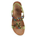 Khaki - Side - Lunar Womens-Ladies Mariella Beaded Sandals