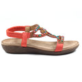 Orange - Back - Lunar Womens-Ladies Mariella Beaded Sandals