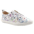 White - Front - Lunar Womens-Ladies Exbury Floral Leather Plimsolls