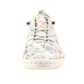 White - Side - Lunar Womens-Ladies Exbury Floral Leather Plimsolls