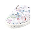 White - Close up - Lunar Womens-Ladies Exbury Floral Leather Plimsolls