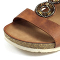 Tan - Close up - Lunar Womens-Ladies Barwell Sandals