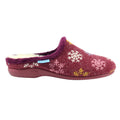 Burgundy - Side - Lunar Womens-Ladies Juniper Snowflake Slippers