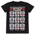 Black - Front - Transformers Unisex Adult Many Moods Of Optimus Prime T-Shirt