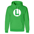 Green - Front - Super Mario Unisex Adult Luigi Badge Pullover Hoodie