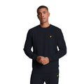 Dark Navy - Side - Lyle & Scott Mens Tape Crew Neck Sports Sweatshirt