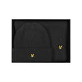 Mid Grey Marl - Front - Lyle & Scott Ribbed Lambswool Scarf & Beanie Set