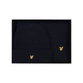 Dark Navy - Front - Lyle & Scott Ribbed Lambswool Scarf & Beanie Set