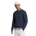 Dark Navy - Front - Lyle & Scott Mens Marl Cable Knit Crew Neck Jumper