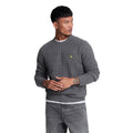 Jet Black - Front - Lyle & Scott Mens Marl Cable Knit Crew Neck Jumper