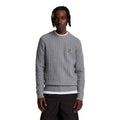 Mid Grey - Front - Lyle & Scott Mens Marl Cable Knit Crew Neck Jumper