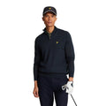 Dark Navy - Side - Lyle & Scott Mens Merino Wool Quarter Zip Golf Jumper