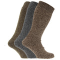 Grey-Green-Brown - Front - Mens Thermal Wool Blend Long Wellington Boot Socks (Pack Of 3)