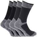 Black-Grey - Front - Mens Heavy Weight Reinforced Toe Work Boot Socks (Pack Of 4)