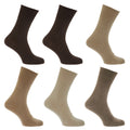 Shades Of Brown - Front - Mens Stay Up Non Elastic Diabetic Socks (Pack Of 6)