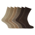 Shades Of Brown - Back - Mens Stay Up Non Elastic Diabetic Socks (Pack Of 6)