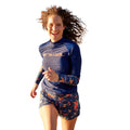 Orange - Side - Animal Womens-Ladies Lillie Printed Rash Guard