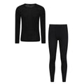 Black - Front - Mountain Warehouse Mens Merino Wool Thermal Base Layers Set