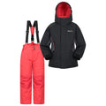 Red - Front - Mountain Warehouse Childrens-Kids Ski Jacket & Trousers Set