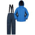 Blue - Front - Mountain Warehouse Childrens-Kids Ski Jacket & Trousers Set